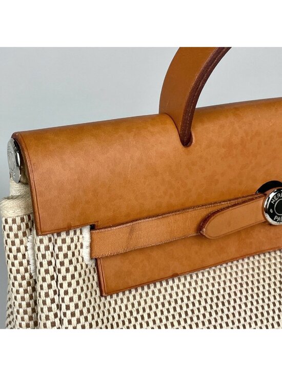 Hermes Herbag a Dos PM 2-Way Backpack Toile Ash Natural Brown main image 6